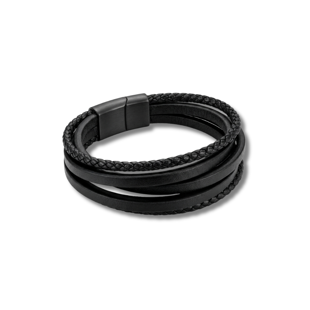 Pulseira Nébula Noir — pulseira masculina preta com acabamento bicolor