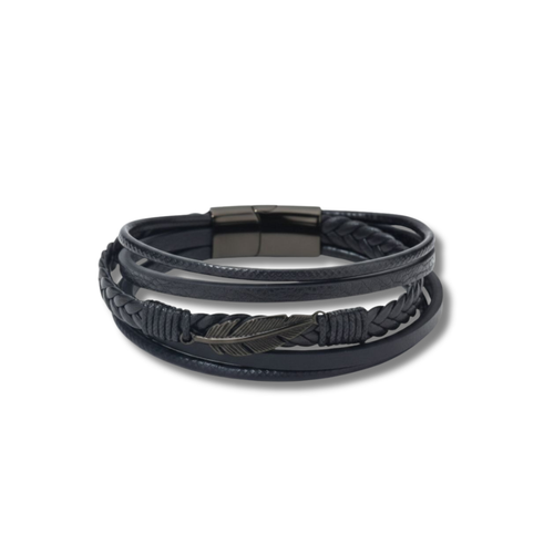 Pulseira Ícaro Ônix — pulseira masculina preta em aço inoxidável