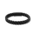 Pulseira Titan Noir — pulseira masculina preta em couro e aço inoxidável