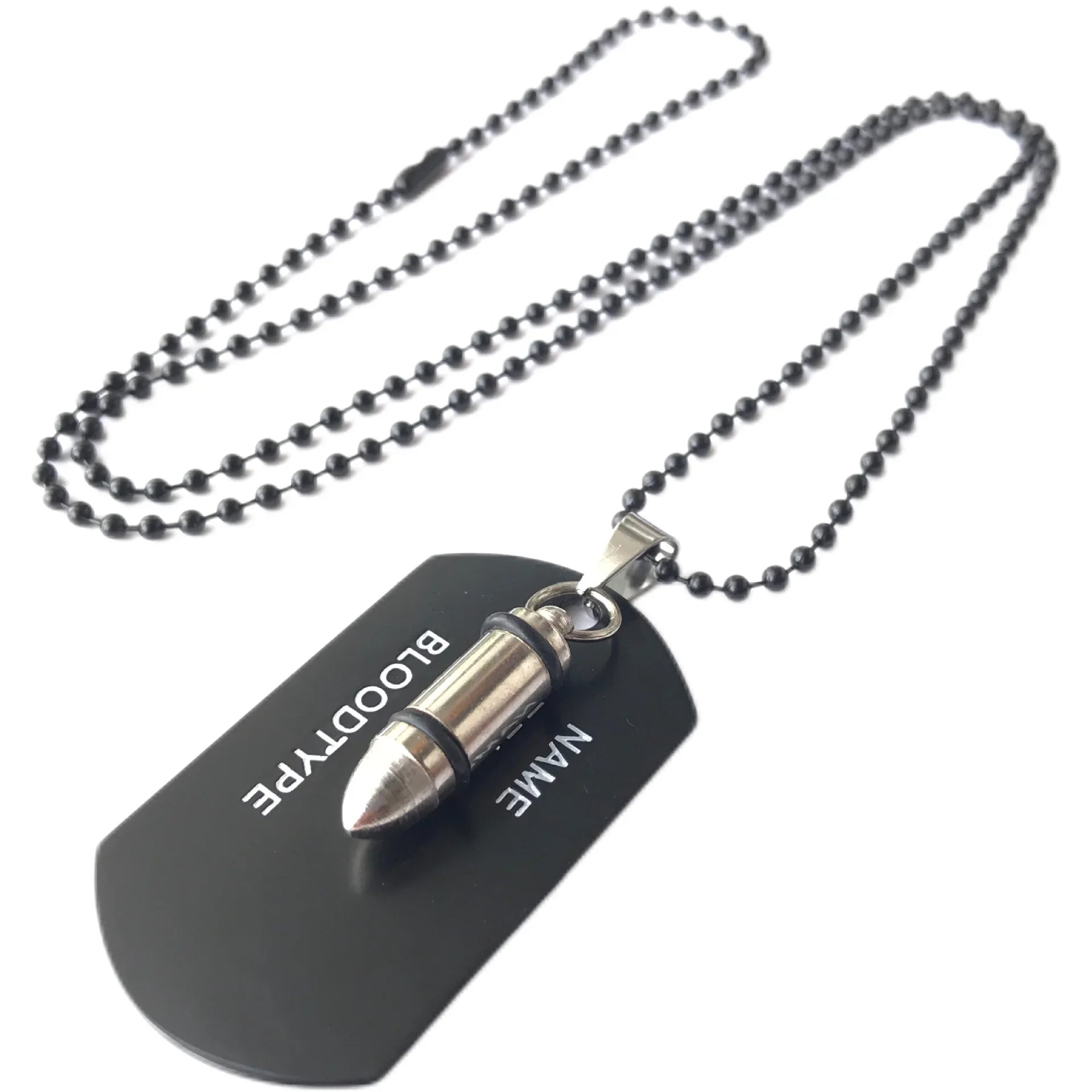 Colar Military — corrente militar unissex preta estilo dog tag
