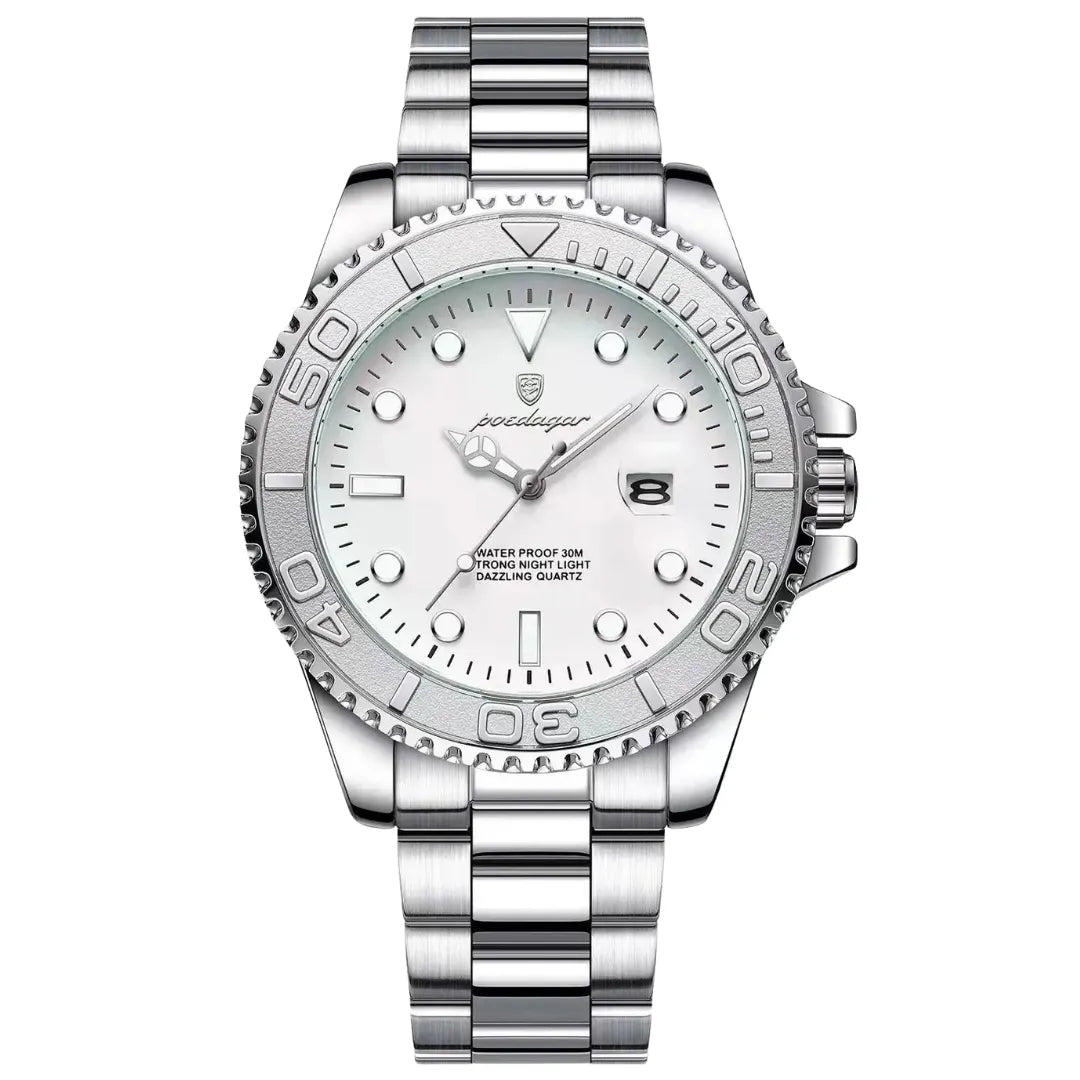 Relógio Explorer Glacier — relógio masculino prata mostrador branco